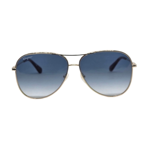 Salvatore Ferragamo Gold Frame Blue Lens Sunglasses